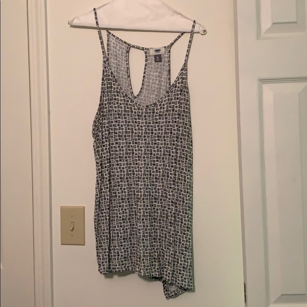 Spaghetti strap black and white tank